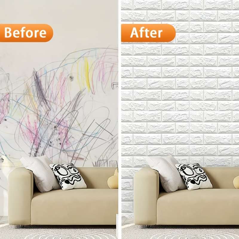 1pc 3D Wall Tile Stickers Self-Adhesive Foam Brick Patterns for Impact-Resistant Wallpaper Wa