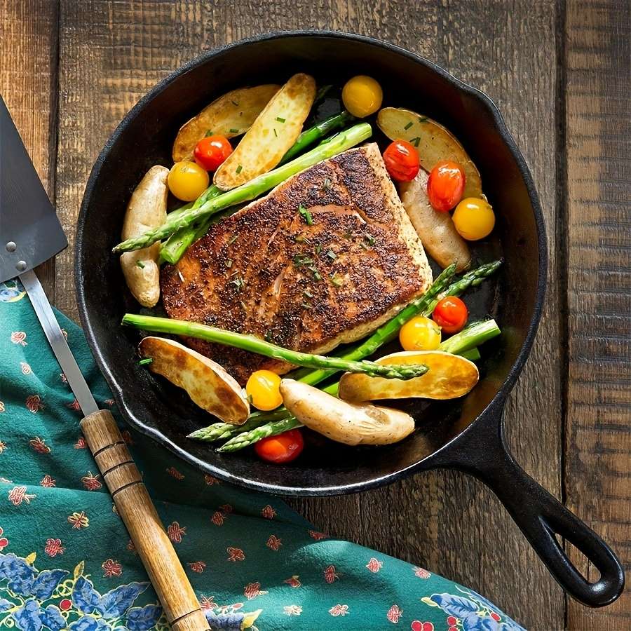 Set Cast Iron Cookware Set 10 Inch 8 Inch 6 Inch Flat Pans Excellent Heat Black