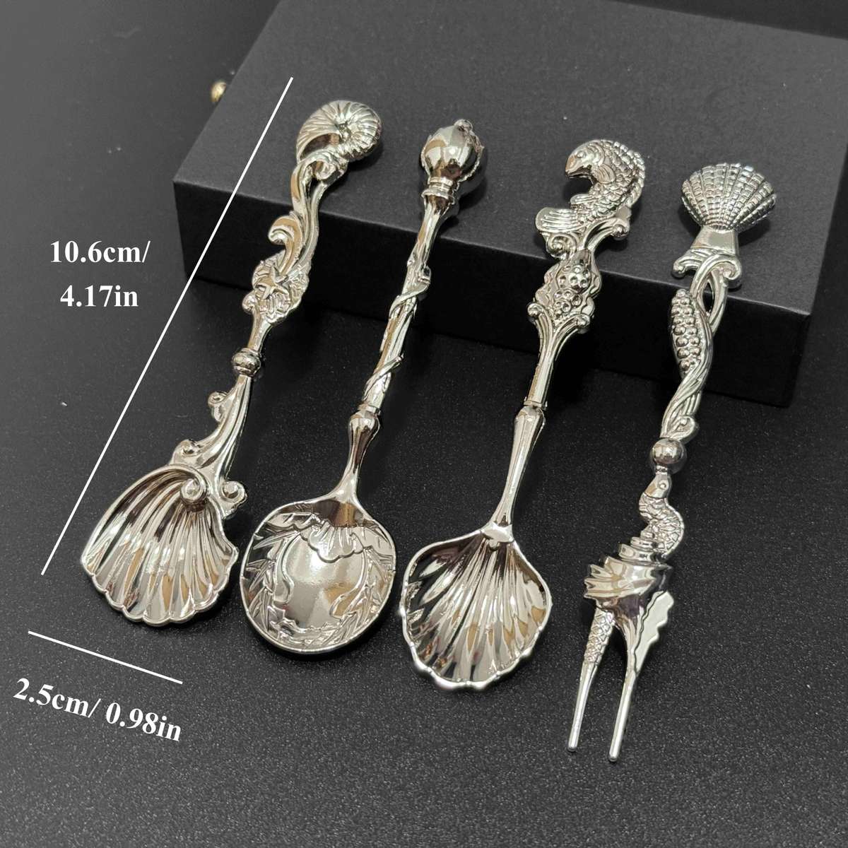 4pc Gorgeous Vintage Style Cake Ice Cream Coffee Spoon Fork Set Perfect For Outdoor Dessert T