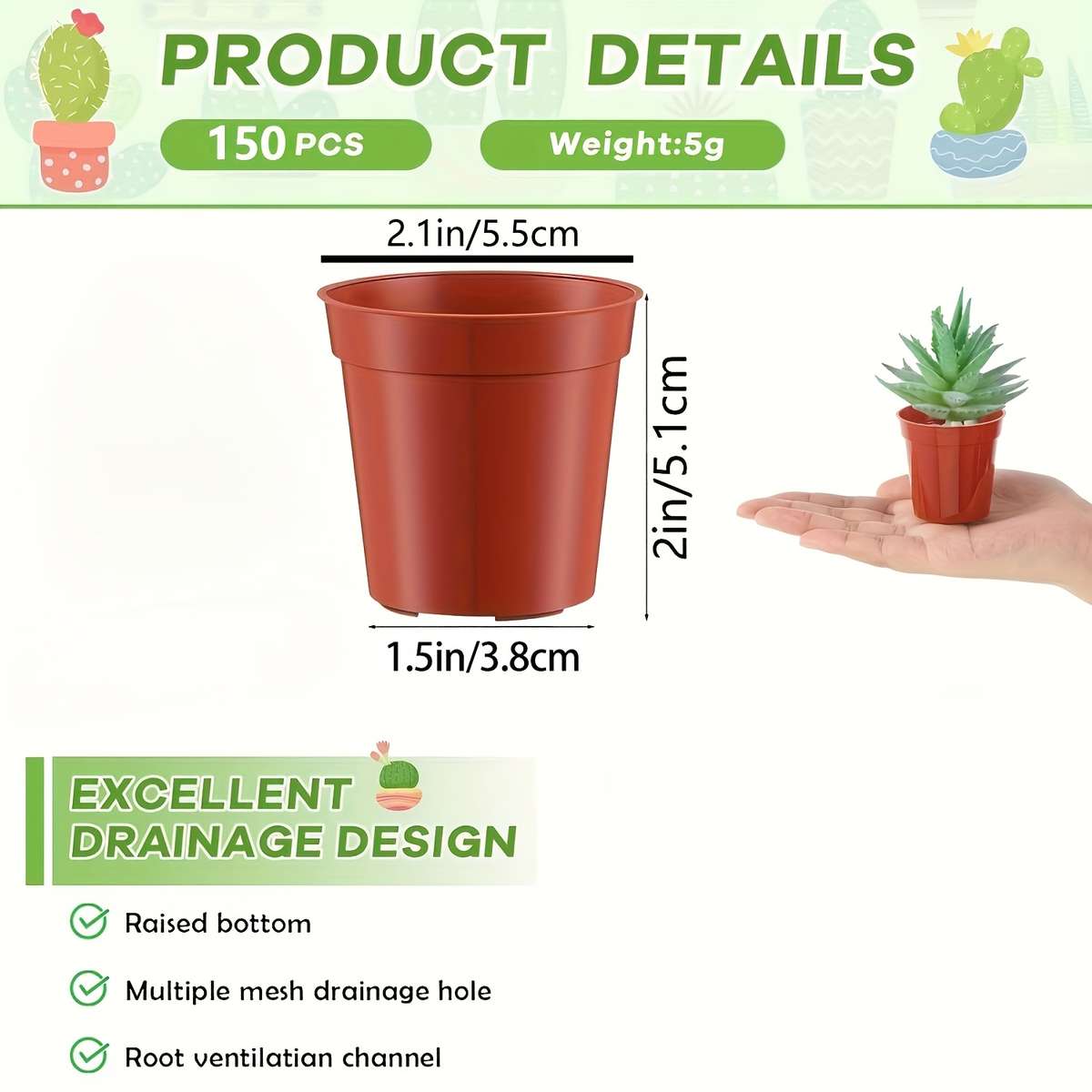 Flowerpot  6Pcssize 5 33Cmx5 08Cm