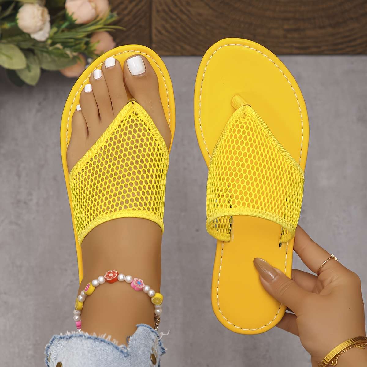 Ladies Summer Flip Flops Orange Uk 6.5