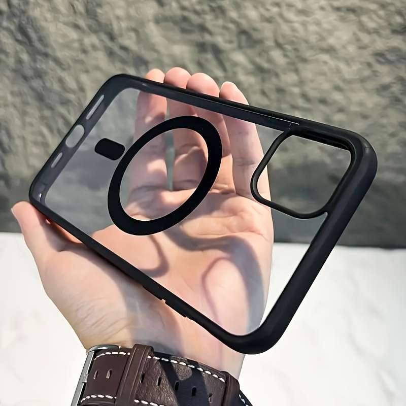 1Pc Black For iPhone 16 Plus Transparent Mobile Phone Case