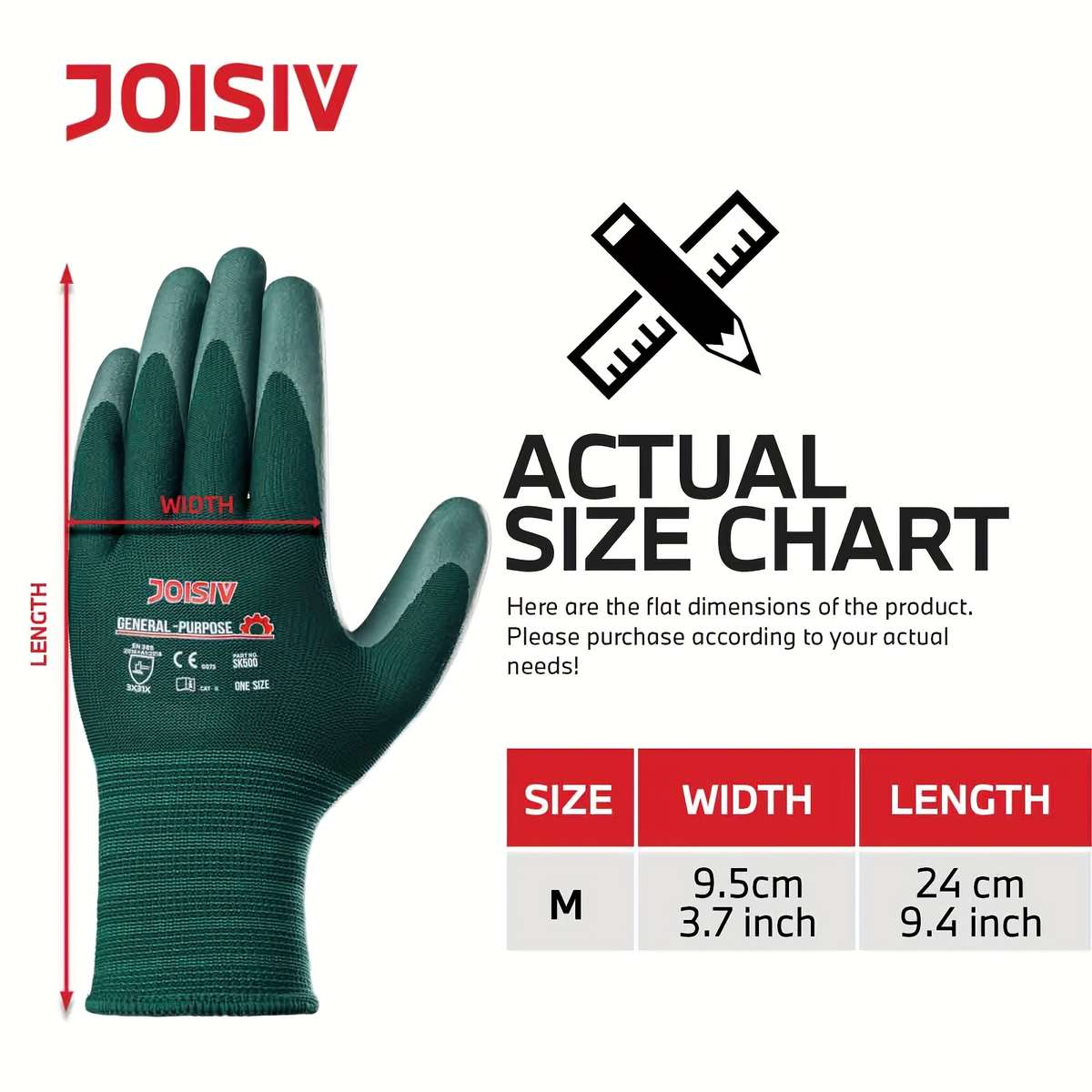 2 Pairs Green Multi Purpose Work Gloves