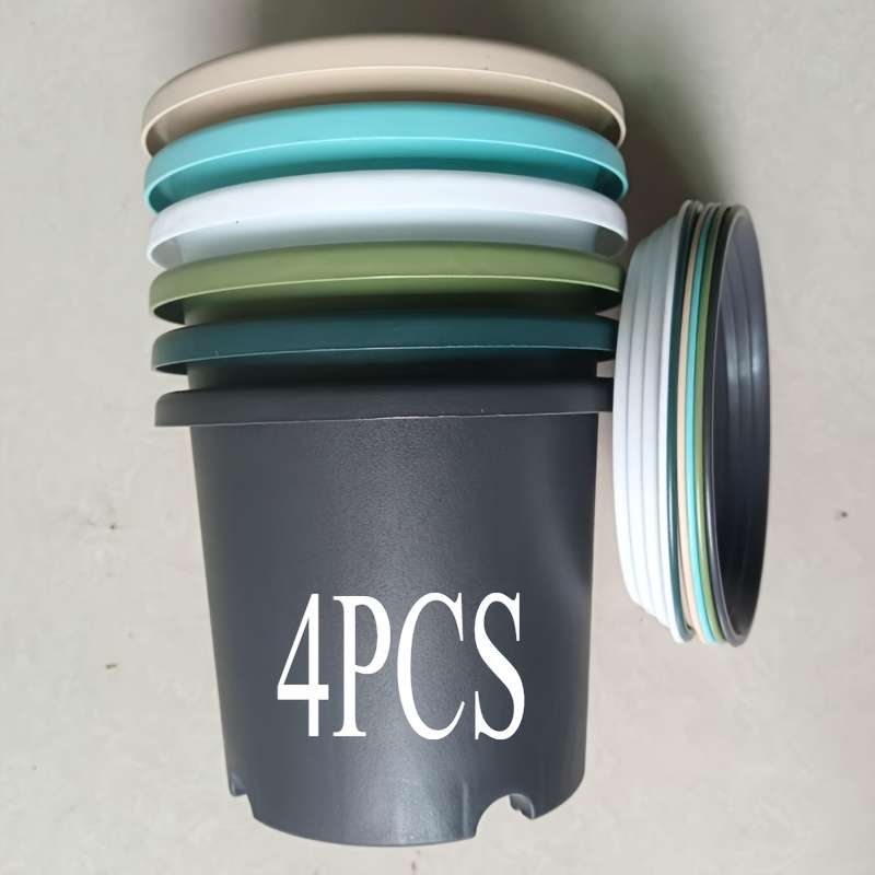 Flowerpot  4Pcscolor Dark Green  Add  Tray