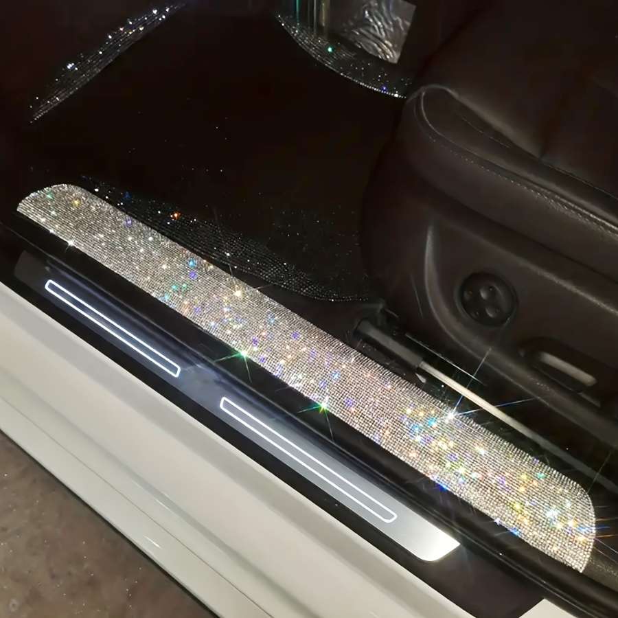 2Pcs Scratch With Protective Threshold Decorative Crystal Resistant Trim