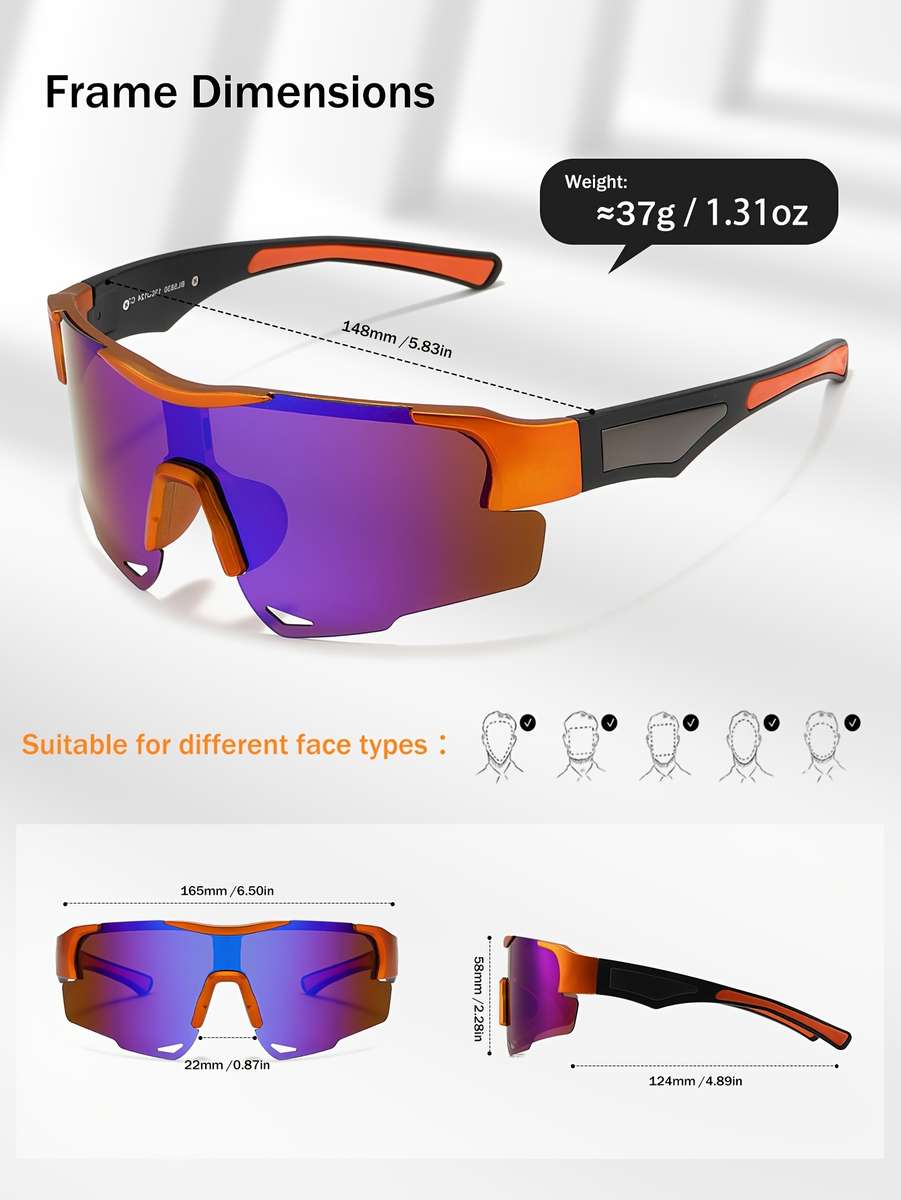 Cycling Glasses Color Orange Frame Blue Film