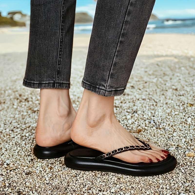 Ladies Summer Flip Flops Black Uk 3.5