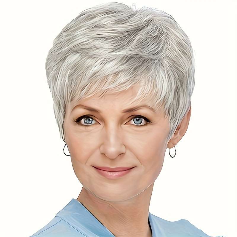 Granny Gray Womens Wigs Hair Length 20.32Cm