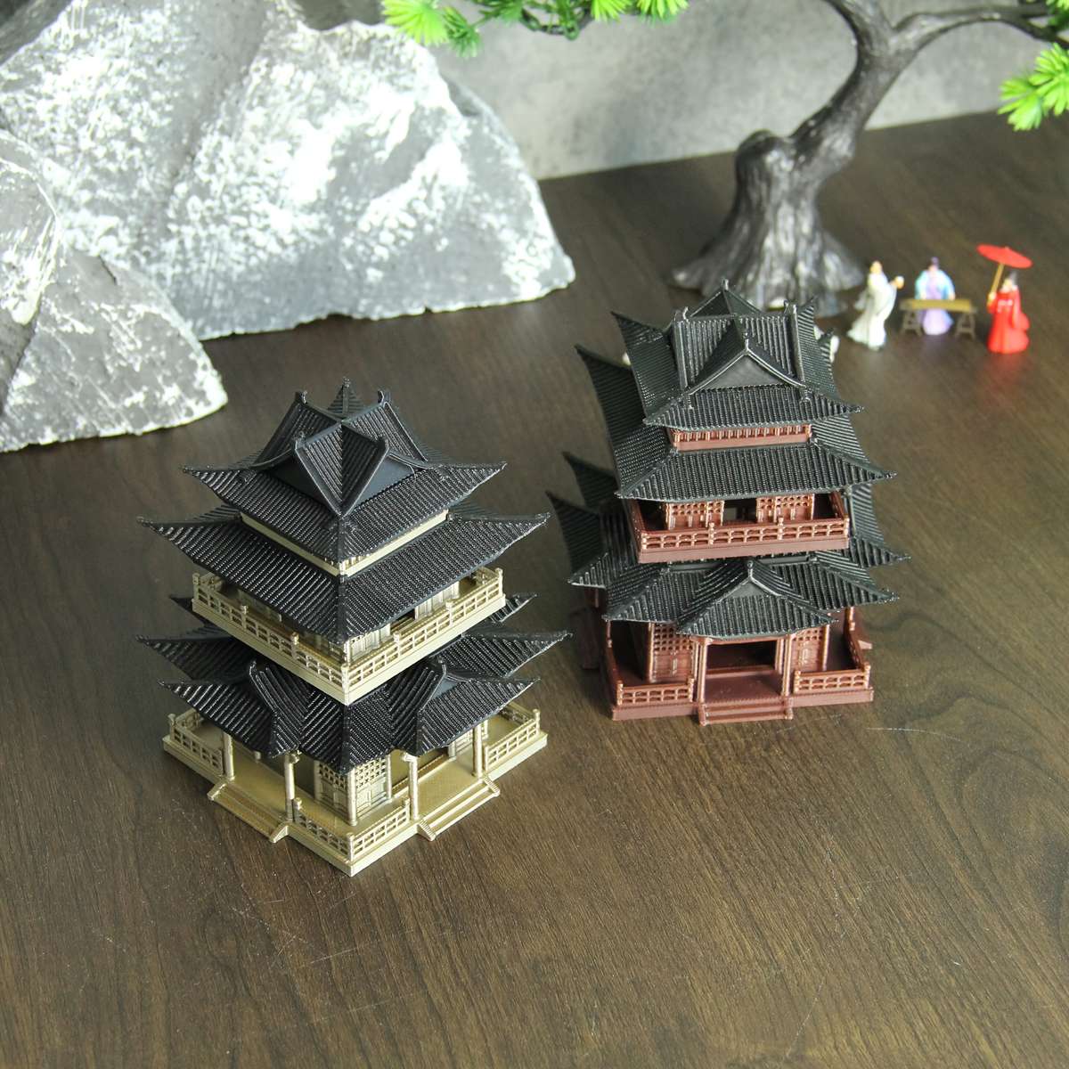 3D Building Model Puzzle Set Color Light Gold