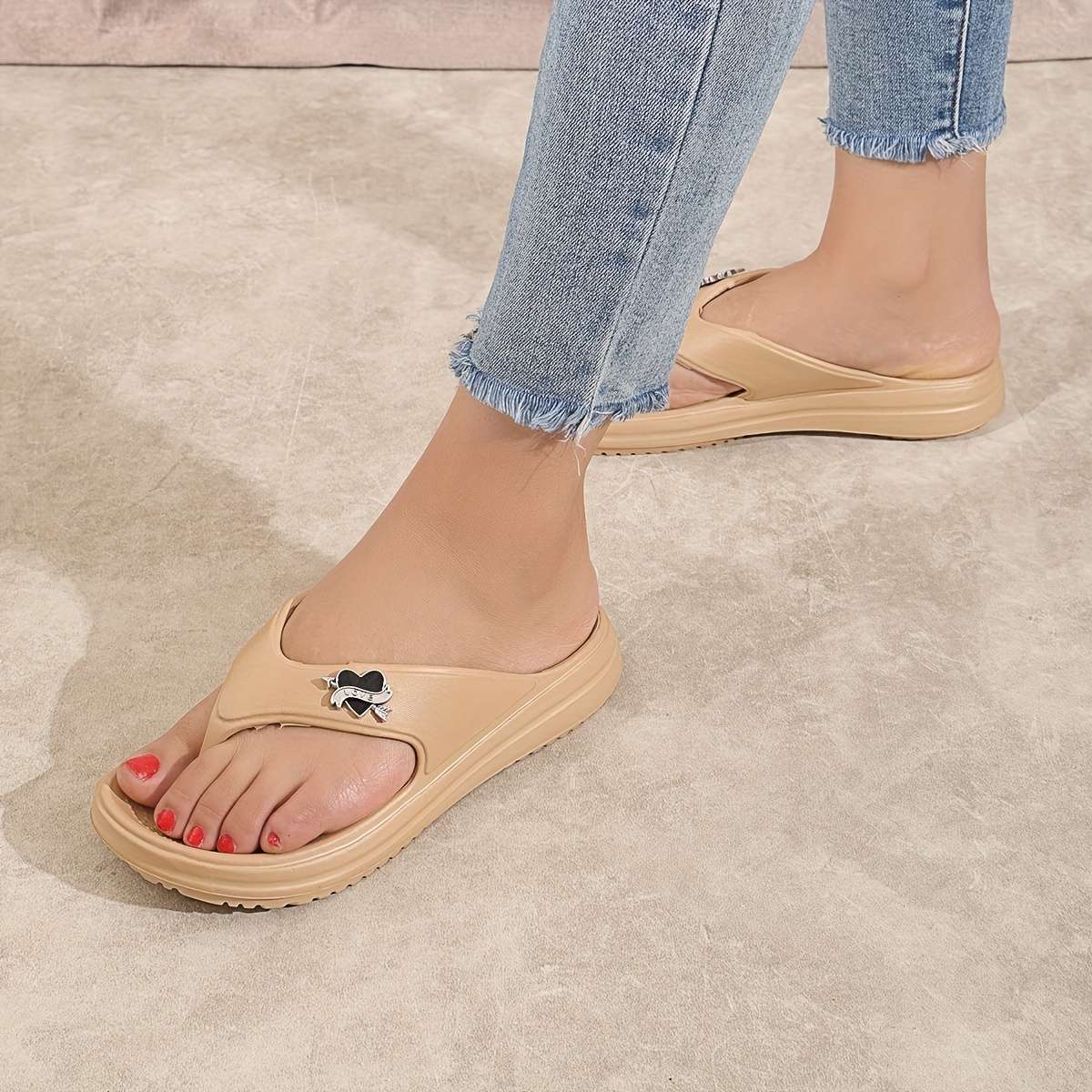 Ladies Summer Flip Flops Black Uk 7.5-8