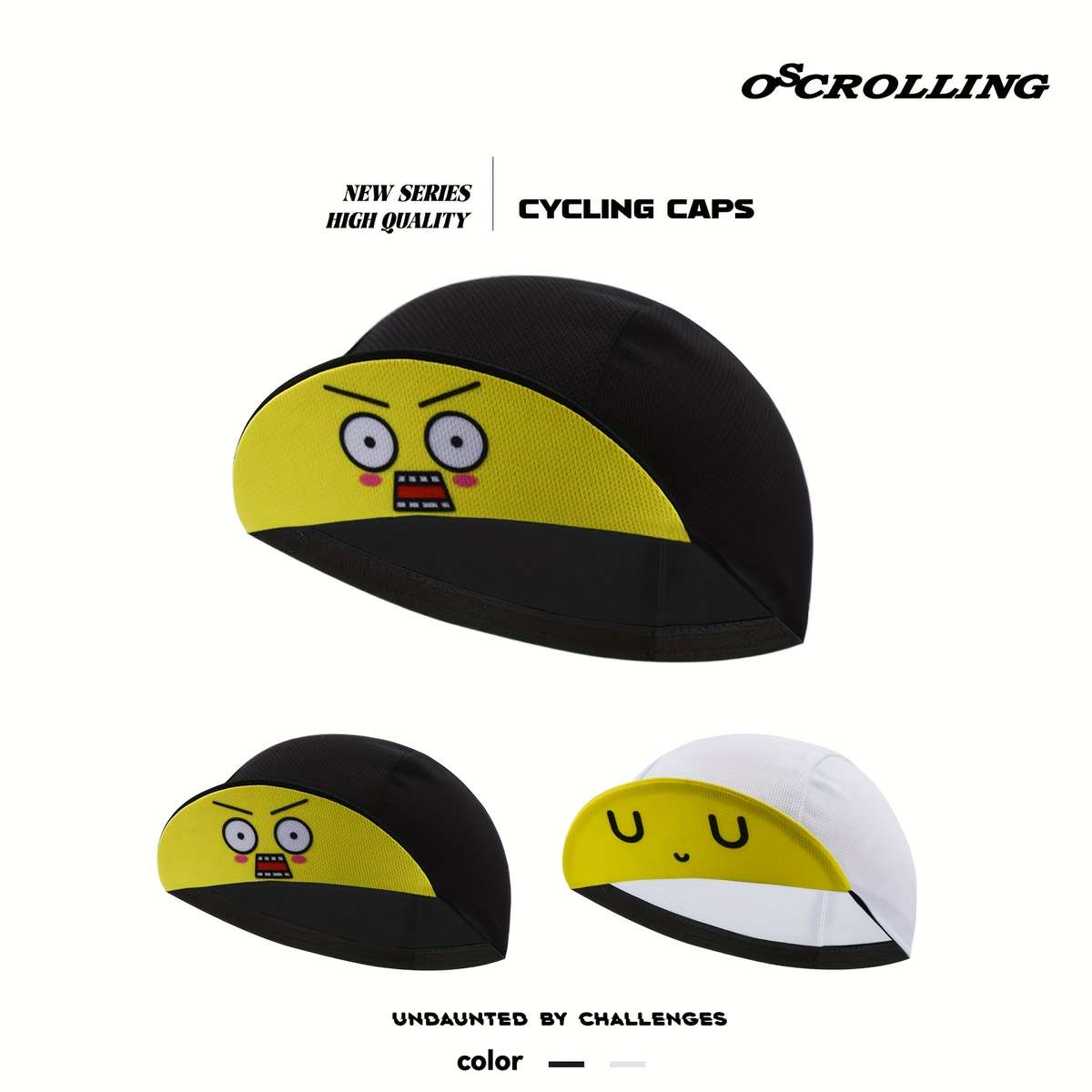 Breathable Cycling Cap With Funny Facial Expression Black White Polyester Hand Washable