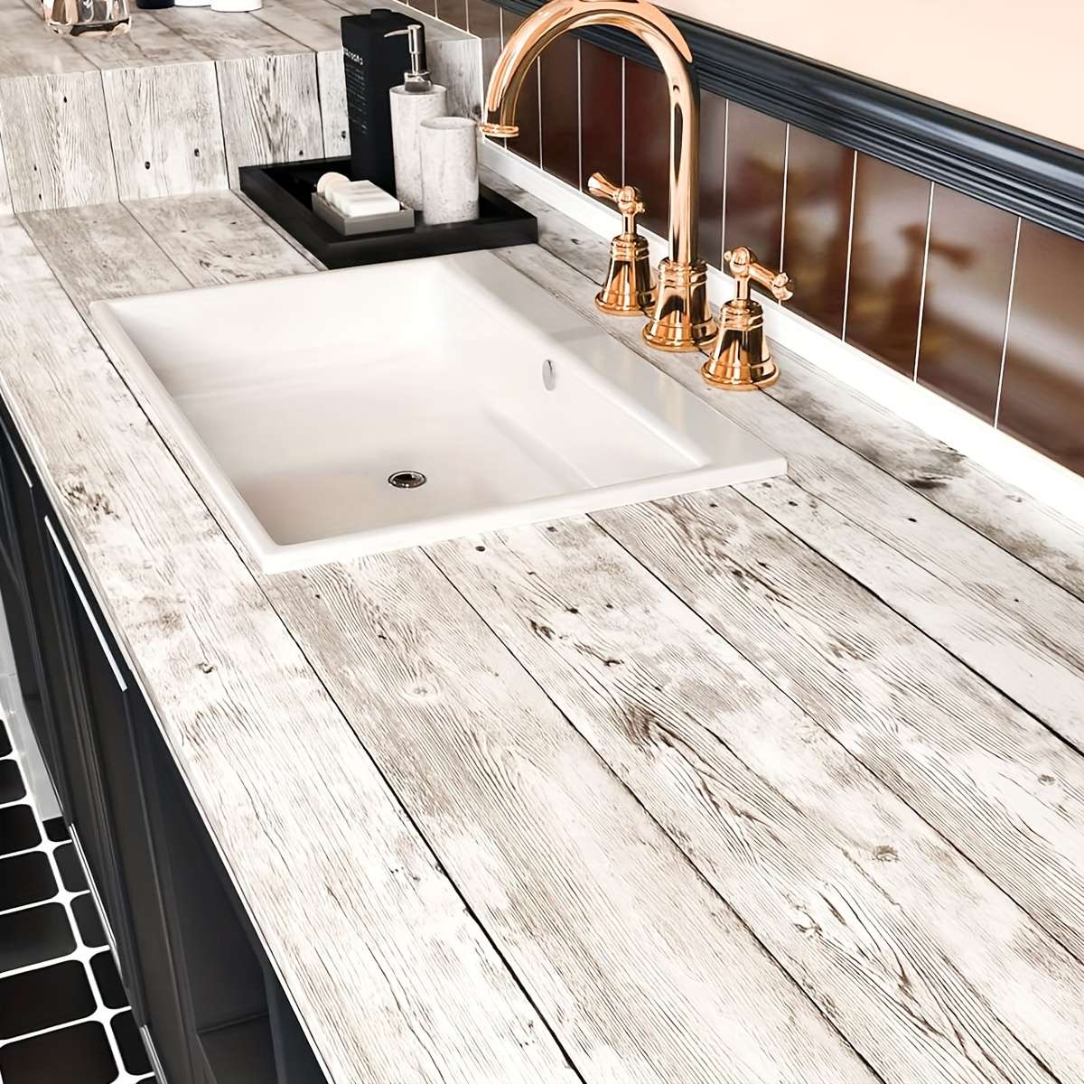 Self Adhesive Floor Stickers 100.08Cm*44.96Cm Old Wood Grain