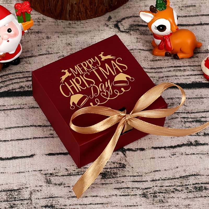 Christmas Gift Boxes Style Red Santa Hat And Deer