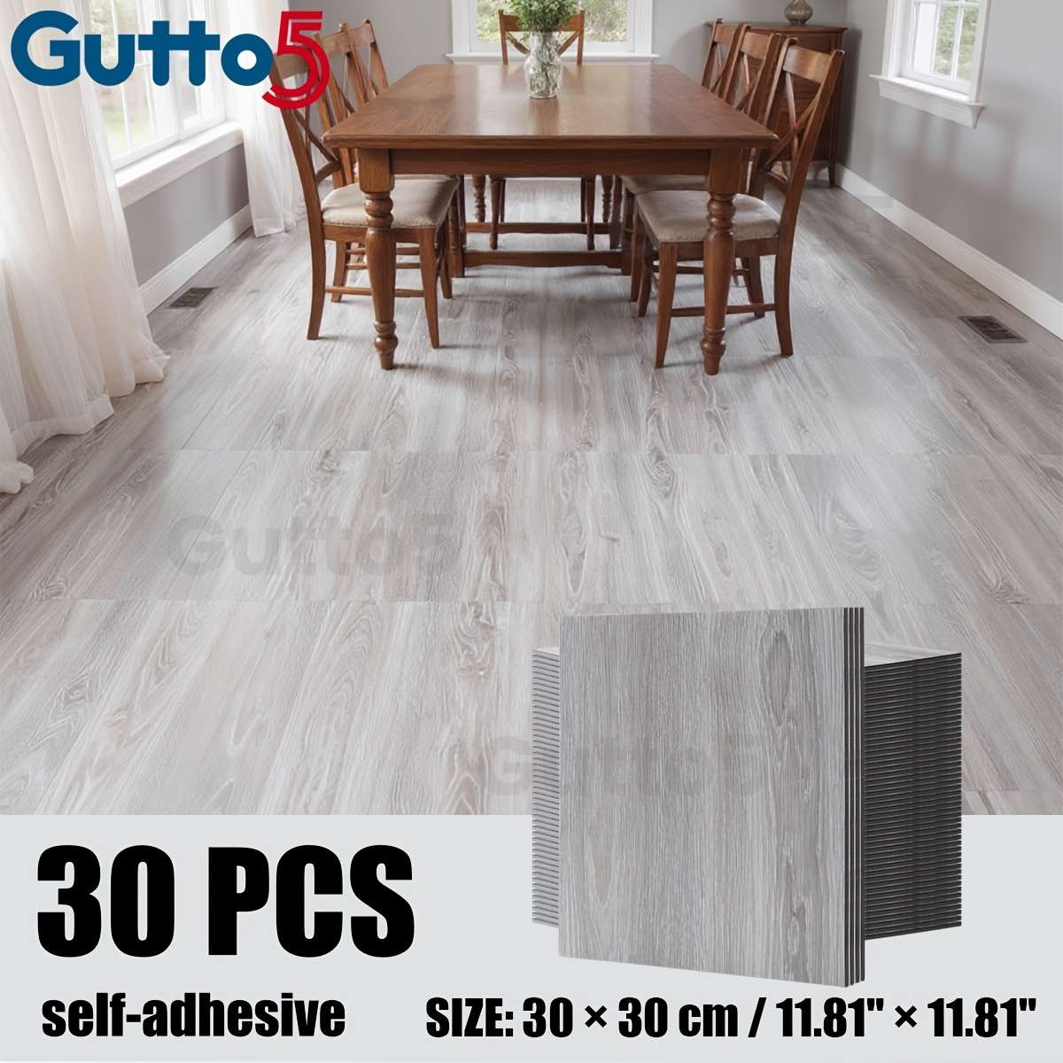 Self Adhesive Floor Stickers 30Pcs 11.8"11.8" 30Cm30Cm Steel Oak