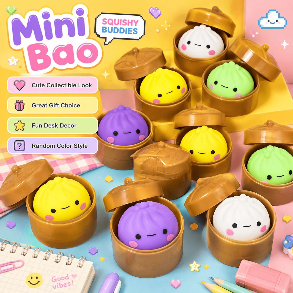Squeezable Toys Style 2Pcs1 Steamed Bun 1 Steamer Set