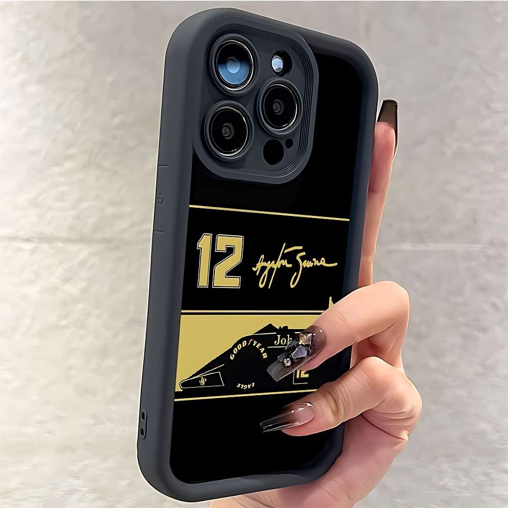 1Pc Black For iPhone 14 Plus Racing No 12 Driver Phone Case