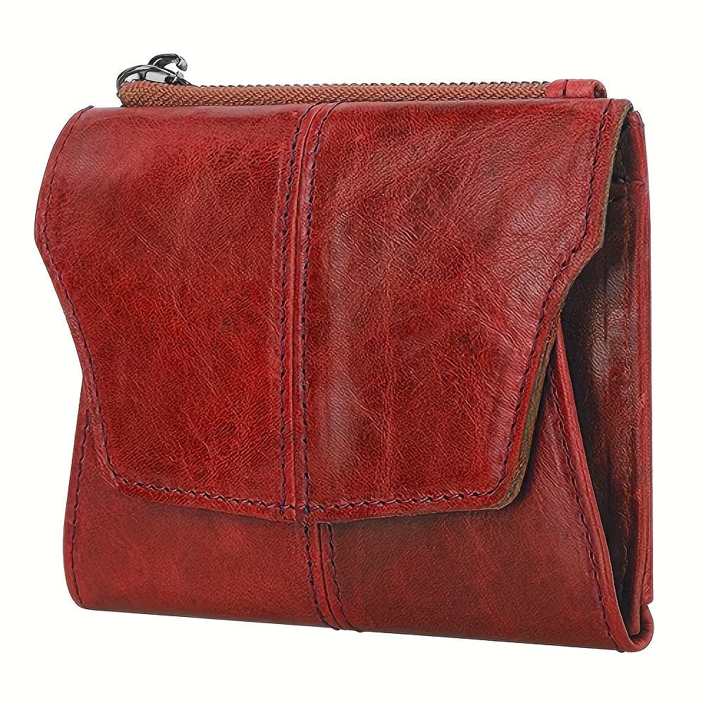 Womens Slim Wallet Authentic Genuine Top Layer Cow Leather Wallet Credit Card Holder