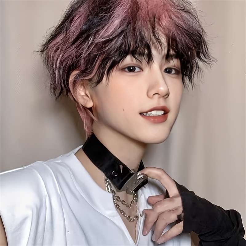 Black Highlights White Mens Wigs Hair Length 20.32Cm