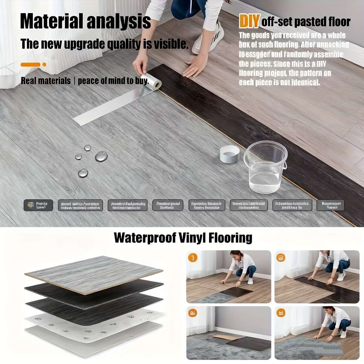 Self Adhesive Floor Stickers White Maple Box Of 50Pcs