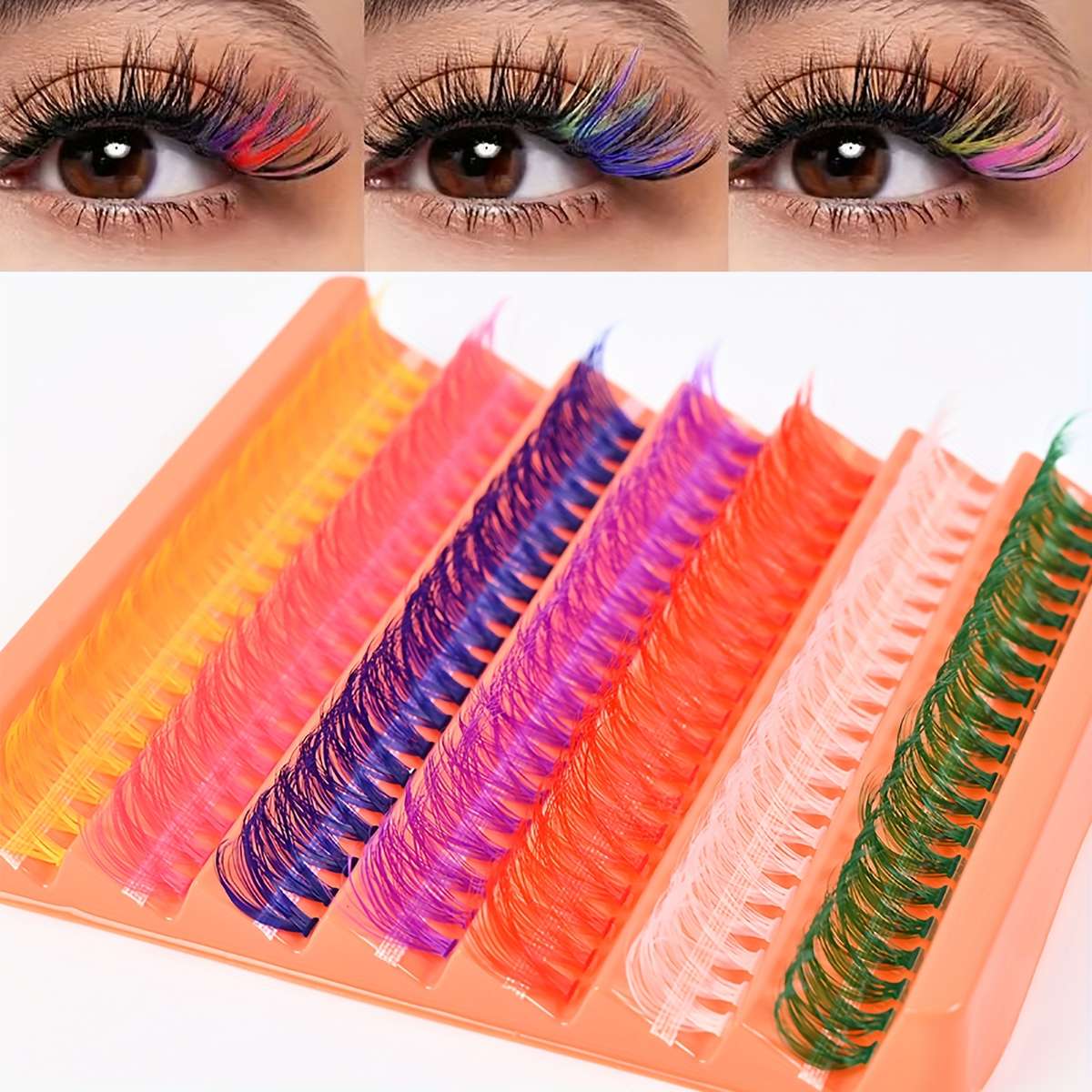140 Clusters Handmade False Eyelashes Model Colorful 7