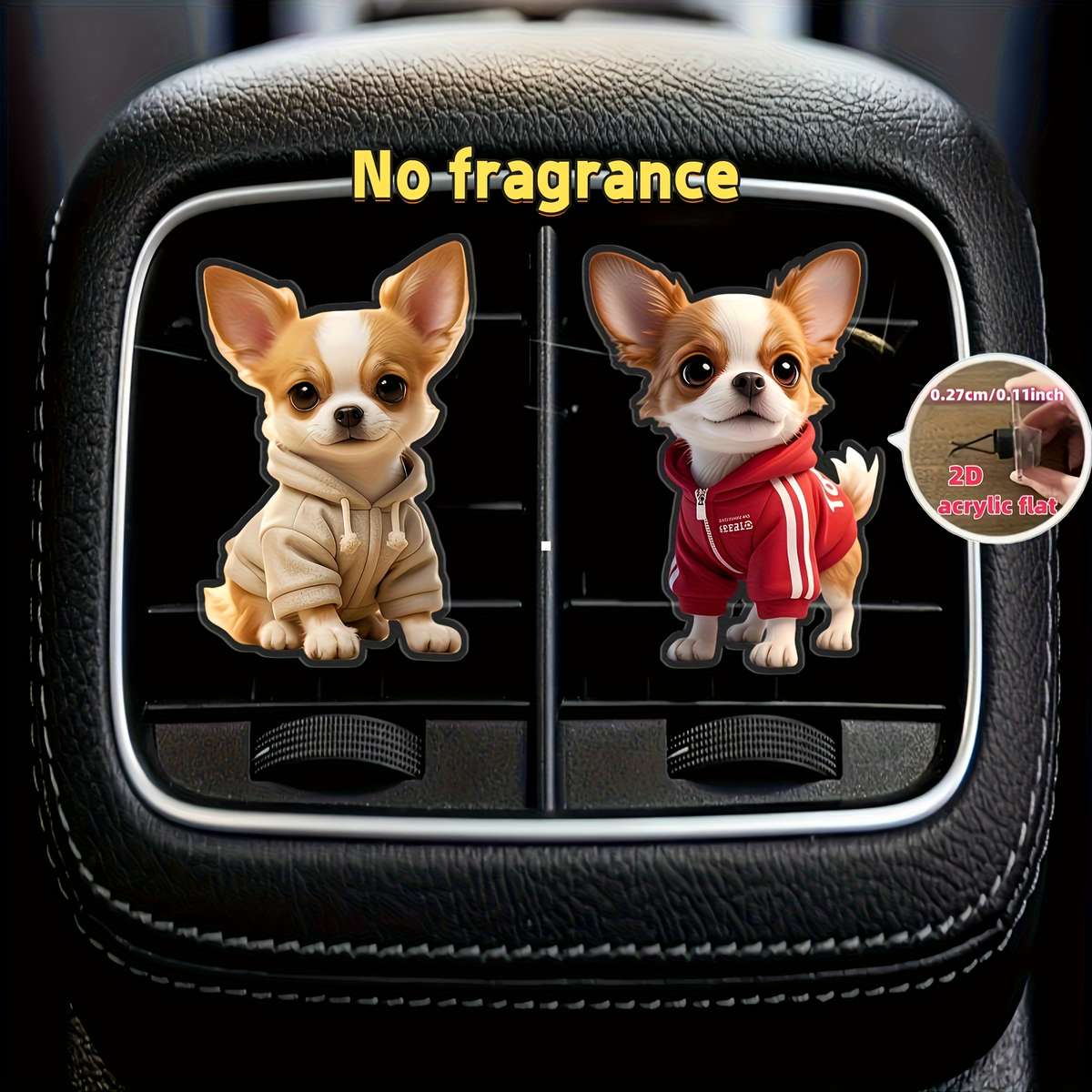 Car Interior Decor Style 2Pcs Cute Chihuahua