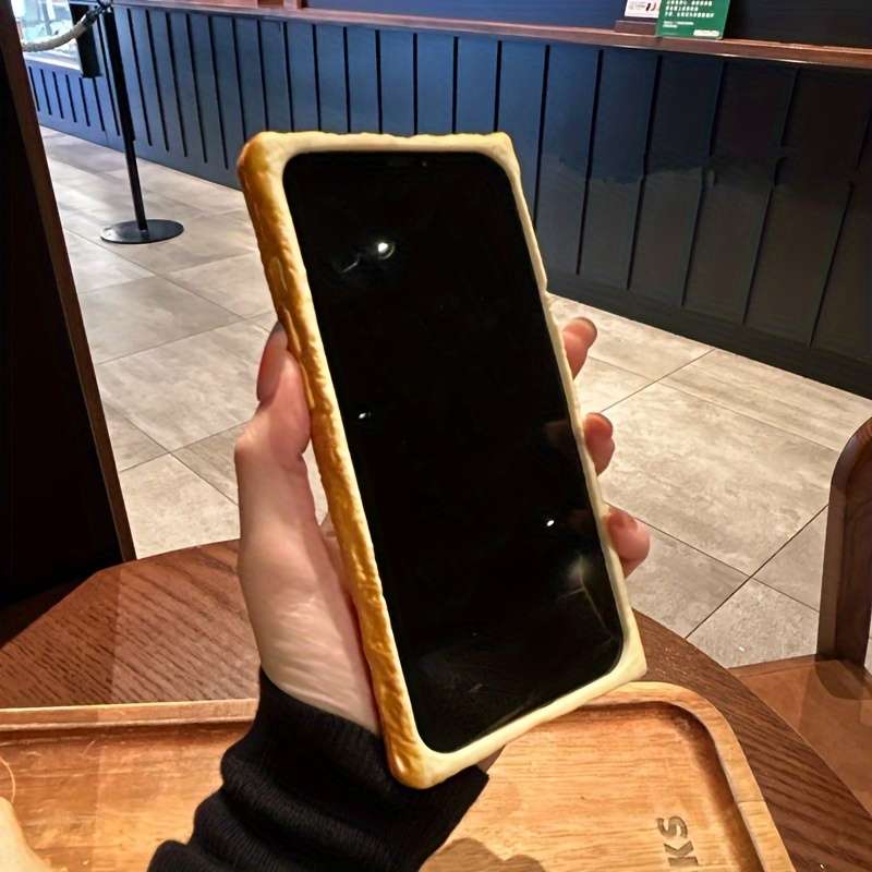1Pc Yellow For iPhone 16 Pro Max Fun Toast Bread Suitable Phone Case