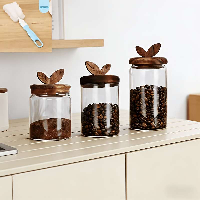 Sealed Jar Style 3Piece Set Of Storage Sealed Jars  Brush