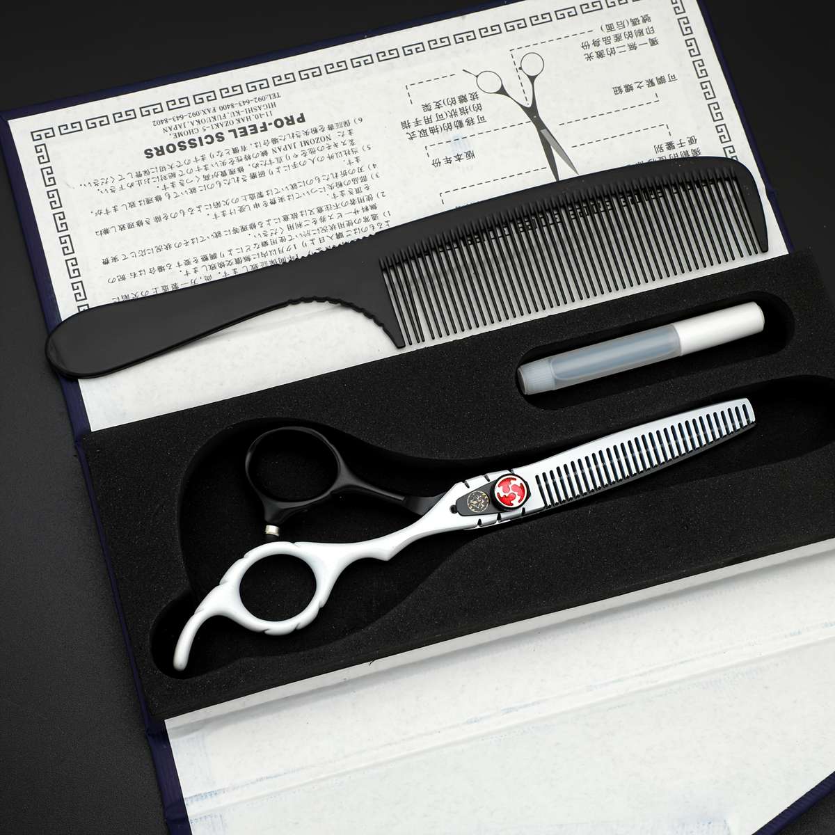 Hairdressing Scissors Style Genuine Thglacineh Black And Blue Dual Tone Straight Scissors