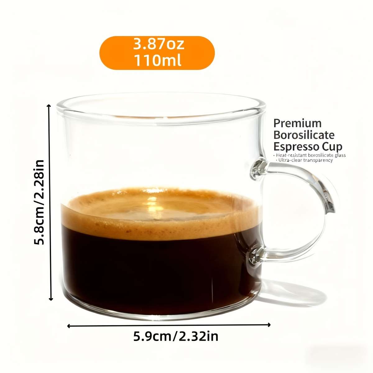 Water Cup Items 2Pcs Round Transparent Glass With Handle