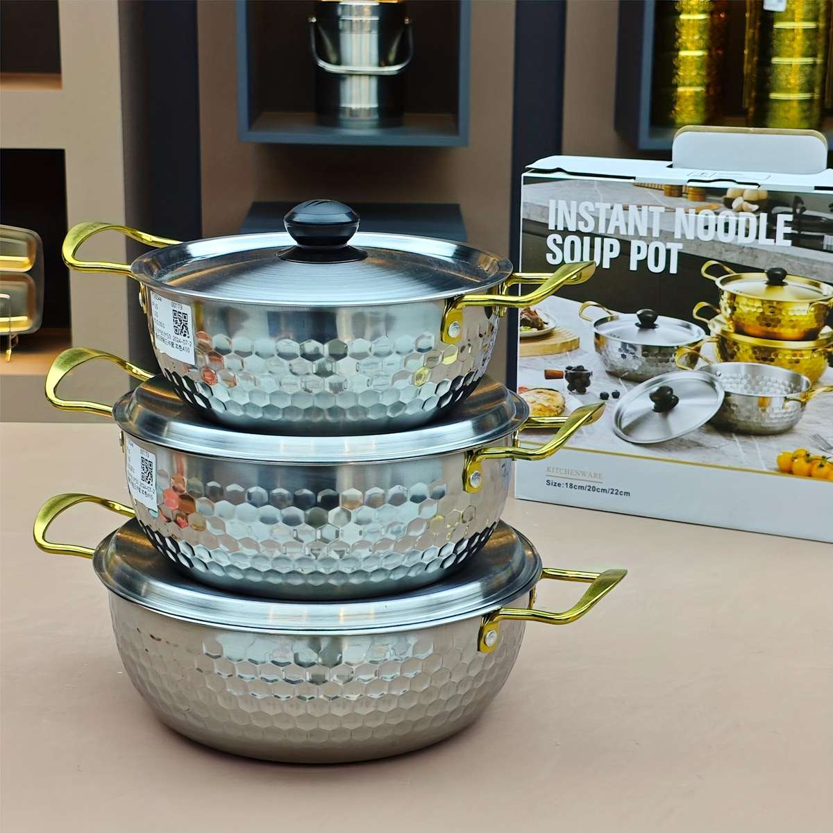 3Pcs Industrial Set Individual Korean Stainless Steel Ramen Daily Use