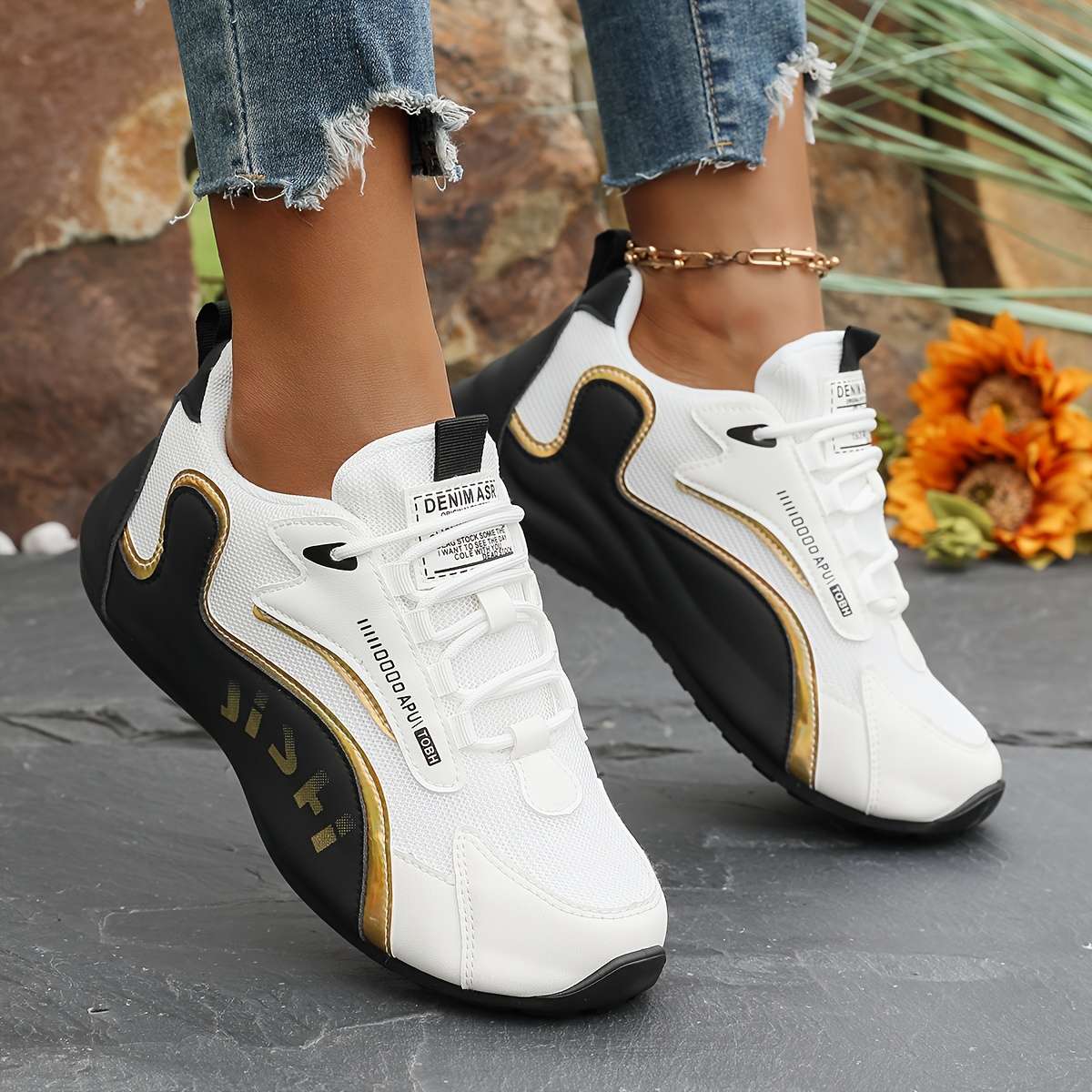 Women S Sneakers Color Black Mesh Sizeuk 7