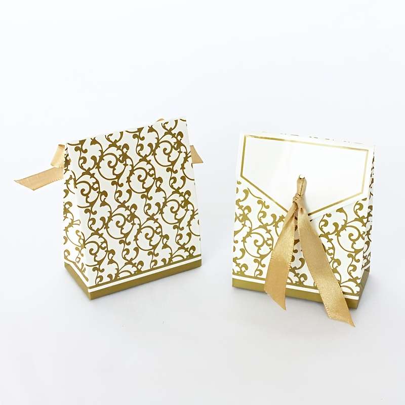 Christmas Gift Boxes Color Golden Quantity 10Pcs