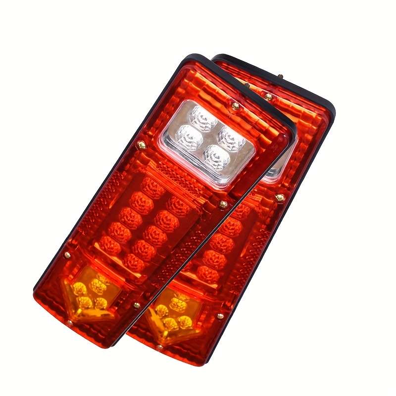 2pcs White Red Full Sealing Rubber Multi-Purpose Multi-Function Trailer LED Taillight