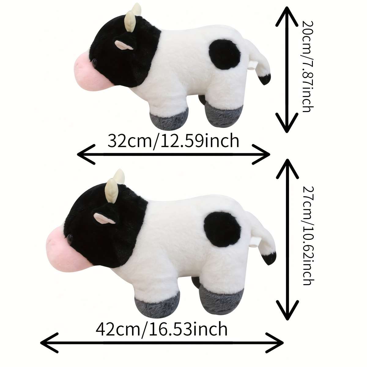 Plush Toyss color White Ranch Cow Figurine size S 32cm