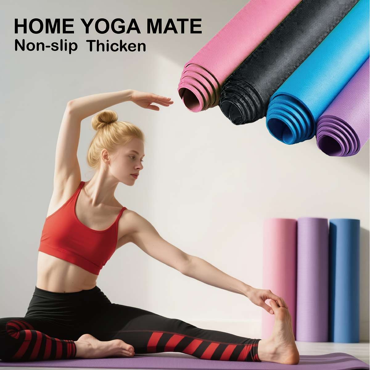 Yoga Mat 0.3Cm Model 2Piece SetGrayPortable Strap