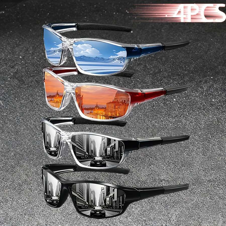 Cycling Glasses Color 4Pcs Clear Black*2  Black*2