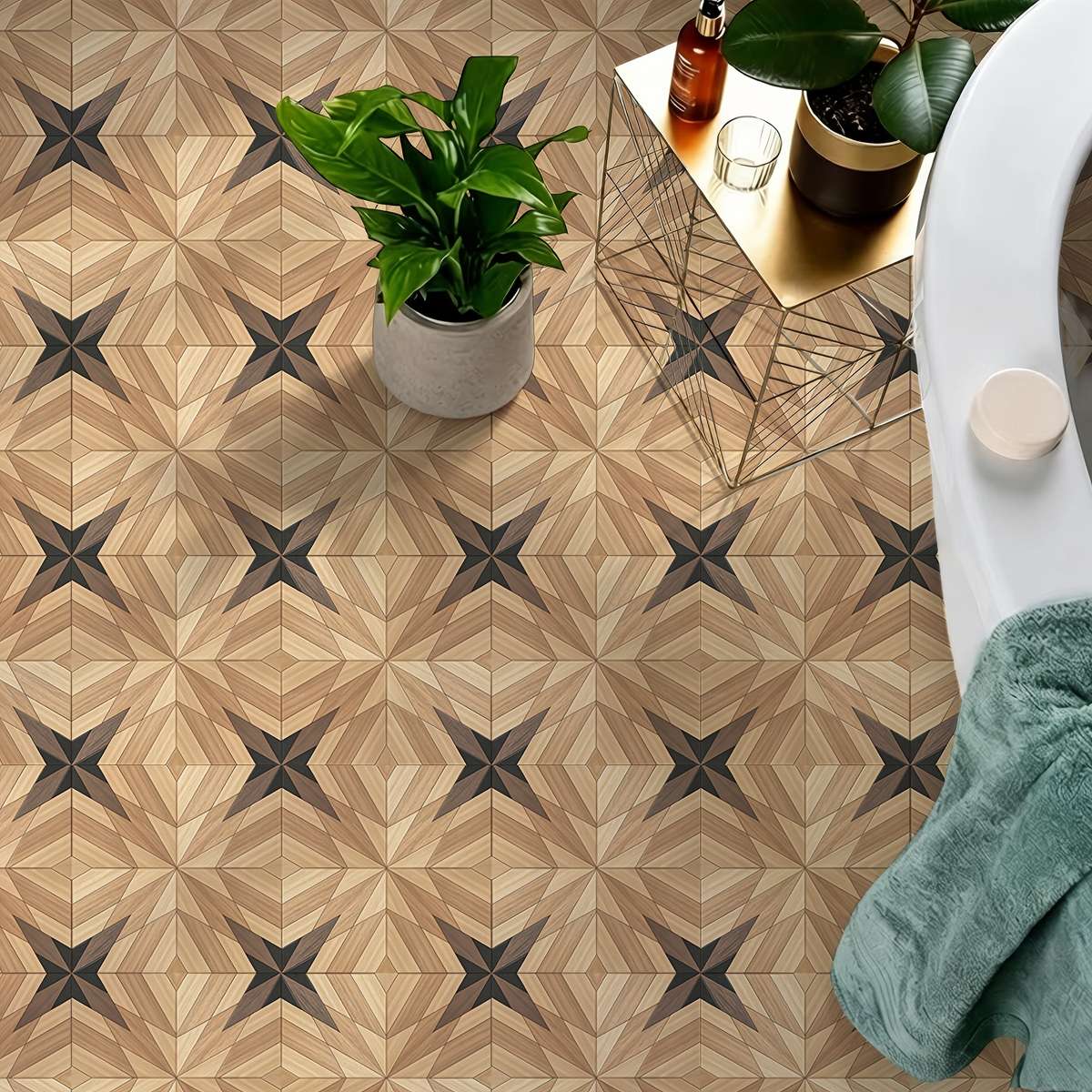 Self Adhesive Floor Stickers 40*120Cm Wood Grain