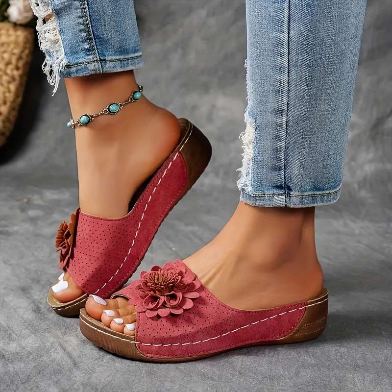 Ladies Summer Flip Flops Red Uk 7