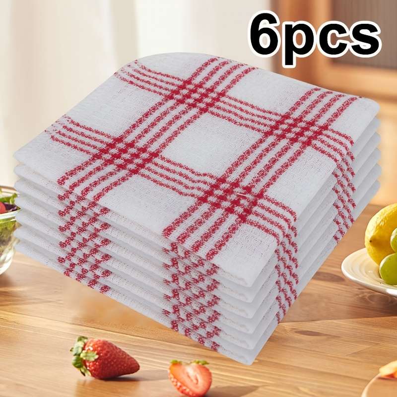 Rag Color 6Pcs Red Checkered Fabric