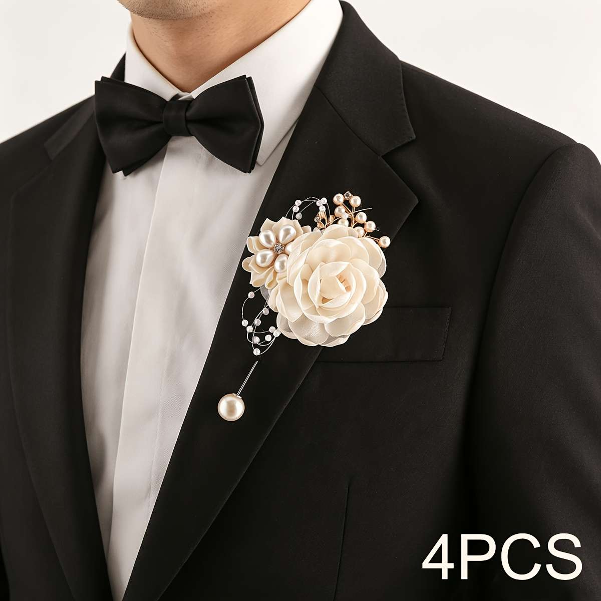 Wedding Supplies Color 4Pcs Cream Colored Chest Flowers