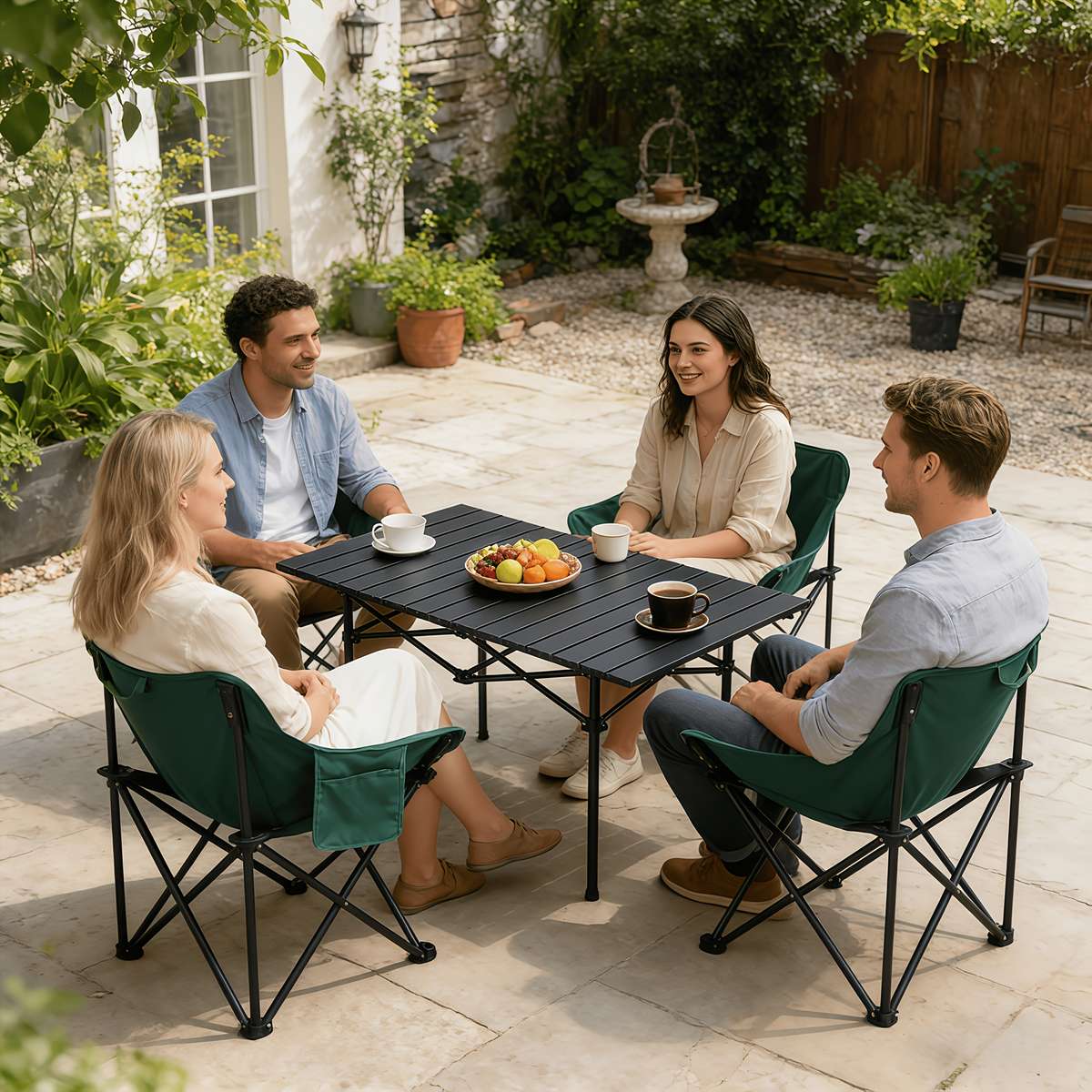 Outdoor Tables And Chairs Model Courtyard Table And Chair Set Foldable And Telescopic