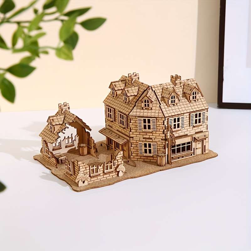 3D Building Model Puzzle Set Material Wooden
