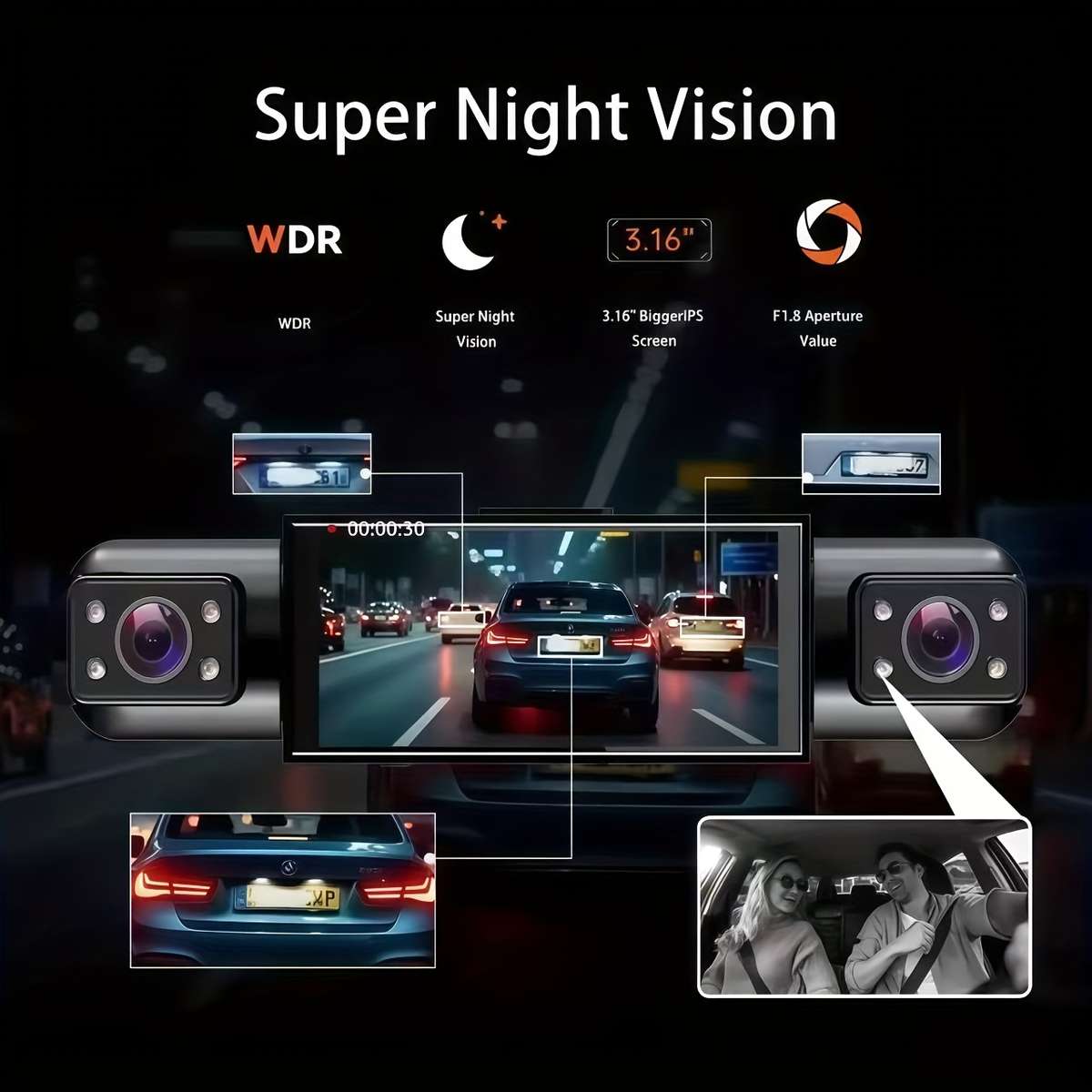Dashcam Model 4 Lenses With 32Gtf Card