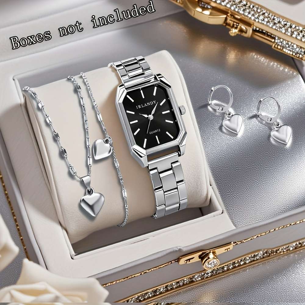 Pro Women Watch Heart Jewelry Silvery Black