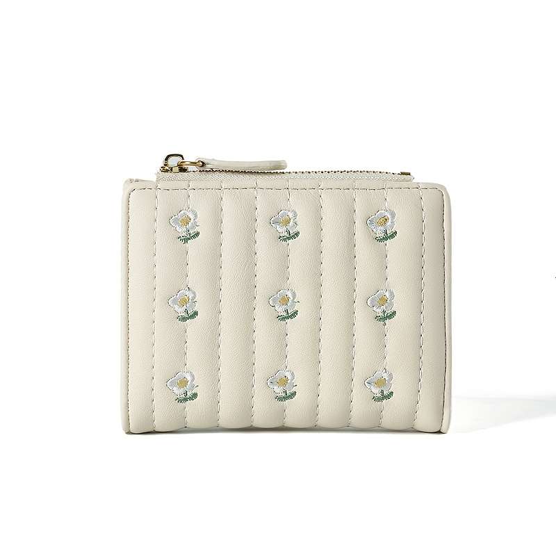 Chic Retro Floral Womens Walletcompact Two-Fold Design With Multiple Card Slots Lightweigh