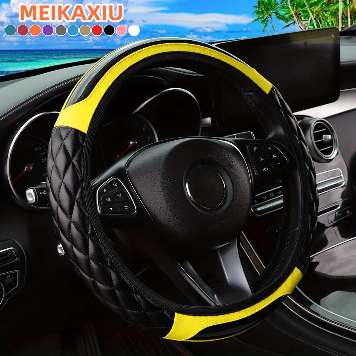 Car Steering Wheel Cover Beige