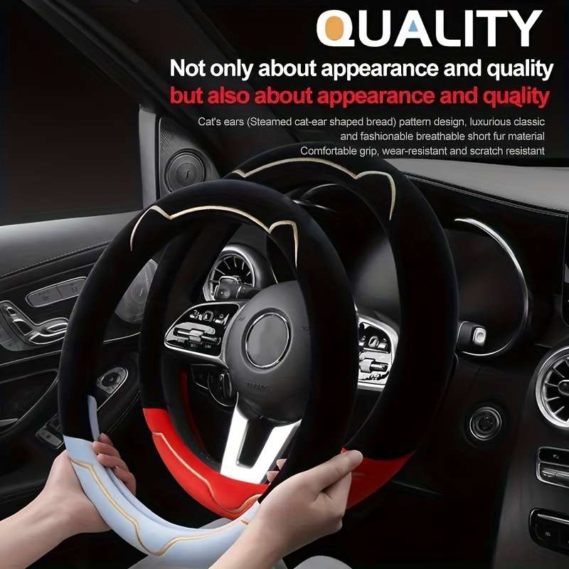 Car Steering Wheel Cover Black Pink