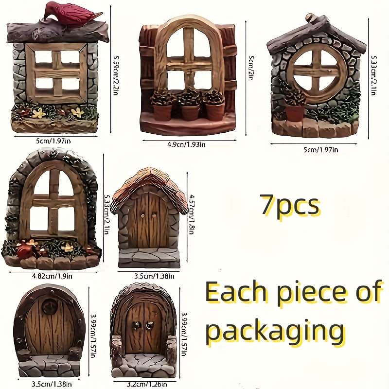 7Pcs Fairy Garden Resin Decorations