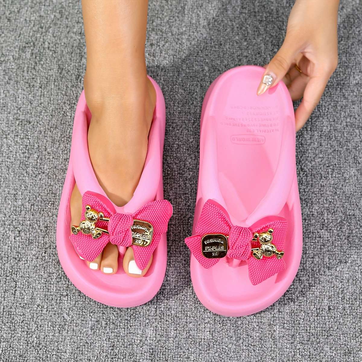 Ladies Summer Flip Flops Green Uk 5.5-6
