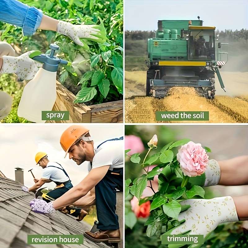 6 Pairs Green Set And Purple Set Multi Purpose Work Gloves